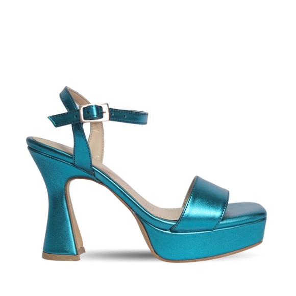NEW SANDALS HIGH HEEL PLATFORM METALLIC GREEN main image 0